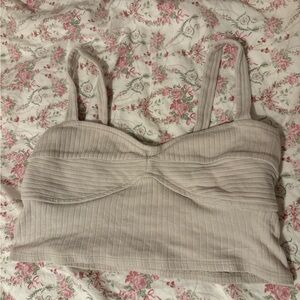 Ardene Cream Ribbed Crop Top
